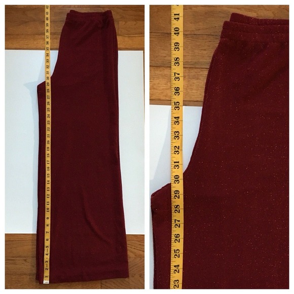 Dani Max Pants Size 12p Red Shimmer Elastic Waist 29 Inseam 1 only of a 3 pc Set - Picture 9 of 11